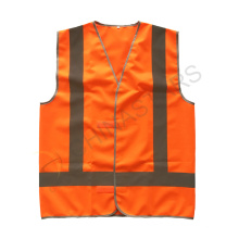 Gilet de sécurité réfléchissant à fermeture velcro en orange avec ruban réfléchissant sur le dos